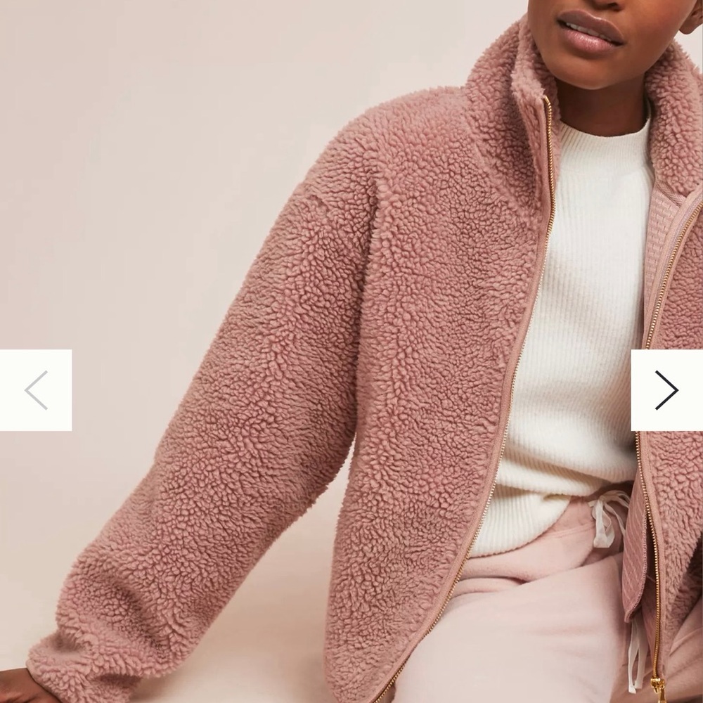 Varley Dusty Rose Teddy Sherpa Fleece Zip Jacket